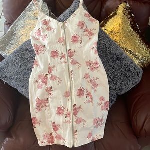 Zip front denim dress